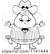 Poster, Art Print Of Black And White Careless Shrugging Chubby Male Wild West Cowboy