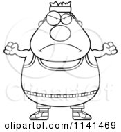 Cartoon Clipart Of A Black And White Angry Plump Gym Man Vector Outlined Coloring Page