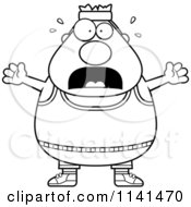 Cartoon Clipart Of A Black And White Stressed Plump Gym Man Vector Outlined Coloring Page