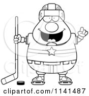 Poster, Art Print Of Black And White Chubby Hockey Player Man With An Idea