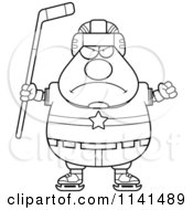 Poster, Art Print Of Black And White Angry Chubby Hockey Player Man