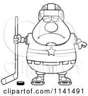 Poster, Art Print Of Black And White Depressed Chubby Hockey Player Man