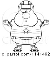 Poster, Art Print Of Black And White Careless Shrugging Chubby Hockey Player Man