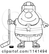 Poster, Art Print Of Black And White Chubby Hockey Player Man