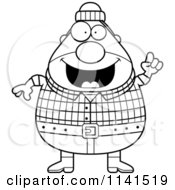 Poster, Art Print Of Black And White Happy Chubby Male Lumberjack With An Idea
