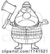 Poster, Art Print Of Black And White Angry Chubby Male Lumberjack