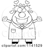 Poster, Art Print Of Black And White Happy Chubby Male Scientist Wanting A Hug