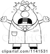 Poster, Art Print Of Black And White Panicking Chubby Male Scientist