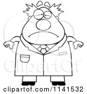 Poster, Art Print Of Black And White Depressed Chubby Male Scientist