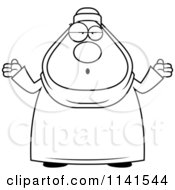 Poster, Art Print Of Black And White Clueless Or Careless Shrugging Chubby Muslim Woman