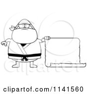 Poster, Art Print Of Black And White Chubby Ninja Man With A Sign 2