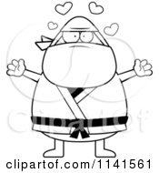 Poster, Art Print Of Black And White Chubby Ninja Man With Open Arms