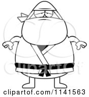 Poster, Art Print Of Black And White Depressed Chubby Ninja Man