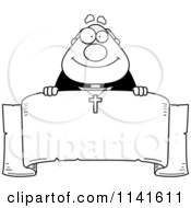 Poster, Art Print Of Black And White Happy Priest Over A Banner