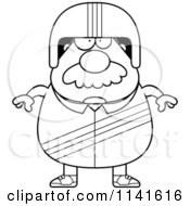 Cartoon Clipart Of A Black And White Bearded Race Car Driver Vector Outlined Coloring Page by Cory Thoman