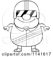 Cartoon Clipart Of A Black And White Happy Race Car Driver Wearing A Visor Vector Outlined Coloring Page by Cory Thoman