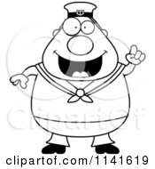 Cartoon Clipart Of A Black And White Smart Sailor With An Idea Vector Outlined Coloring Page by Cory Thoman