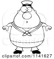 Cartoon Clipart Of A Black And White Surprised Sailor Vector Outlined Coloring Page