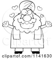 Poster, Art Print Of Black And White Chubby Muslim Sikh Man With Open Arms