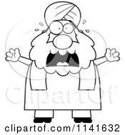 Poster, Art Print Of Black And White Scared Chubby Muslim Sikh Man