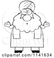 Black And White Clueless Or Careless Shrugging Chubby Muslim Sikh Man
