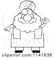 Poster, Art Print Of Black And White Chubby Muslim Sikh Man Waving
