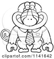 Poster, Art Print Of Black And White Baboon Monkey In A Shirt And Tie