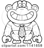 Poster, Art Print Of Black And White Chimpanzee Wearing A Tie And Shirt