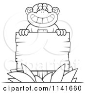 Poster, Art Print Of Black And White Chimpanzee Behind A Wooden Sign