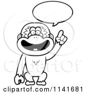 Cartoon Clipart Of A Black And White Gibbon Monkey Talking Vector Outlined Coloring Page
