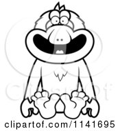 Black And White Macaque Monkey Sitting