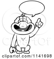 Cartoon Clipart Of A Black And White Macaque Monkey Talking Vector Outlined Coloring Page by Cory Thoman