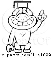 Black And White Macaque Monkey Professor Wearing A Cap