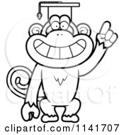 Poster, Art Print Of Black And White Monkey Professor Wearing A Cap