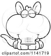 Cartoon Clipart Of A Black And White Drunk Aardvark Vector Outlined Coloring Page