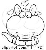 Cartoon Clipart Of A Black And White Aardvark In Love Vector Outlined Coloring Page