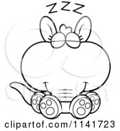 Cartoon Clipart Of A Black And White Sleeping Aardvark Vector Outlined Coloring Page