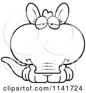 Cartoon Clipart Of A Black And White Depressed Aardvark Vector Outlined Coloring Page