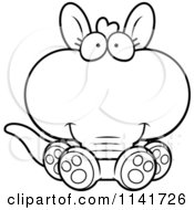 Cartoon Clipart Of A Black And White Sitting Aardvark Vector Outlined Coloring Page