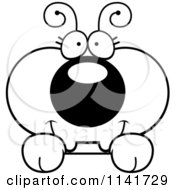 Cartoon Clipart Of A Black And White Ant Looking Over A Surface Vector Outlined Coloring Page