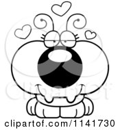 Cartoon Clipart Of A Black And White Ant In Love Vector Outlined Coloring Page