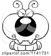 Cartoon Clipart Of A Black And White Angry Ant Vector Outlined Coloring Page