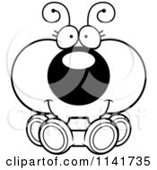 Cartoon Clipart Of A Black And White Sitting Ant Vector Outlined Coloring Page