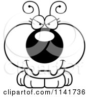 Cartoon Clipart Of A Black And White Sly Ant Vector Outlined Coloring Page