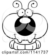 Cartoon Clipart Of A Black And White Cute Ant Vector Outlined Coloring Page