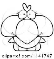 Cartoon Clipart Of A Black And White Cute Bird Chick Vector Outlined Coloring Page