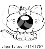 Cartoon Clipart Of A Black And White Drunk Chupacabra Vector Outlined Coloring Page