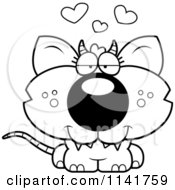 Cartoon Clipart Of A Black And White Chupacabra In Love Vector Outlined Coloring Page