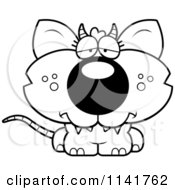 Cartoon Clipart Of A Black And White Depressed Chupacabra Vector Outlined Coloring Page