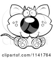 Cartoon Clipart Of A Black And White Sitting Chupacabra Vector Outlined Coloring Page